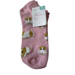 Xhilaration Women's Size 4-10 Pink Hamster Low Cut Socks Novelty NEW